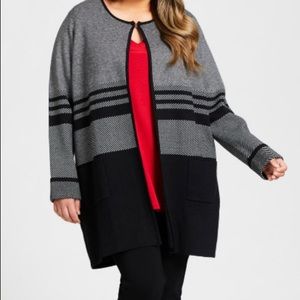 Marled Color block Cardigan Coatigan, Size 14/16 and 18/20, AVENUE, Women's